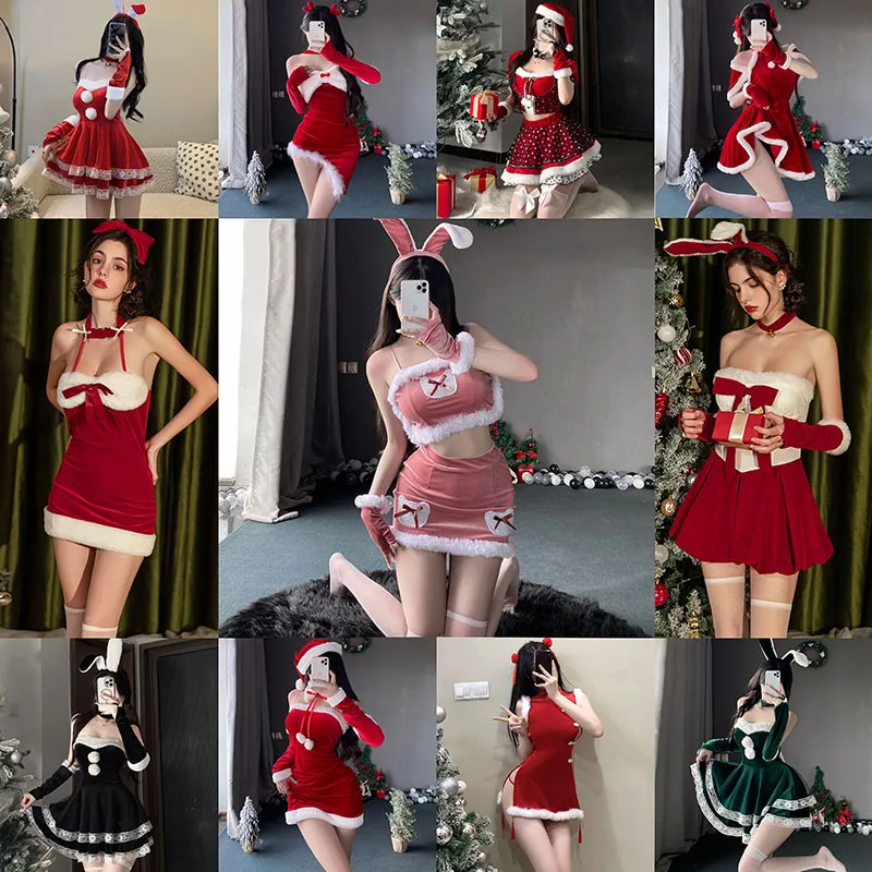 

2026 New Women Velvet Christmas Dress Santa Claus Carnival Cosplay New Year Costume Red Birthday Party Clothes Various Styles