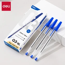 Deli 12 Pcs Ballpoint Pen 1.0 mm Black Blue Red Colors Bullet Tip Gel Pen Smooth Writing Office Stationery School Supplies