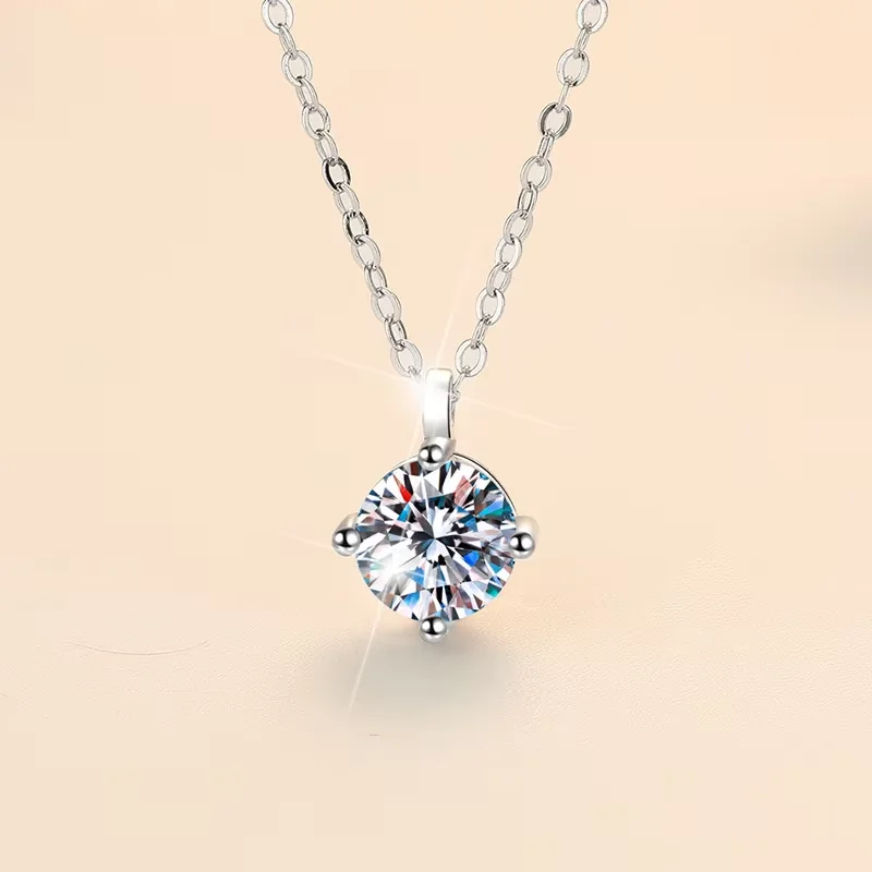 Nuevo Collar de Plata de Ley 925 con Colgante de Moissanita de 2 Quilates, Joyería Fina para Mujer, Brillante, Clásico, para Bodas y Fiestas
