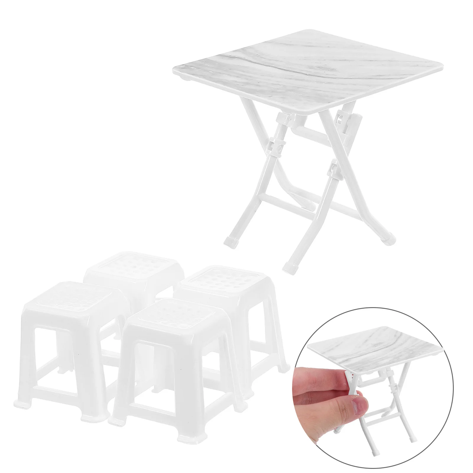 

1Set Miniature Furniture Set Tiny Table Chairs Realistic Home Decor Dollhouse Accessories DIY Play Dollhouse Miniature Furniture