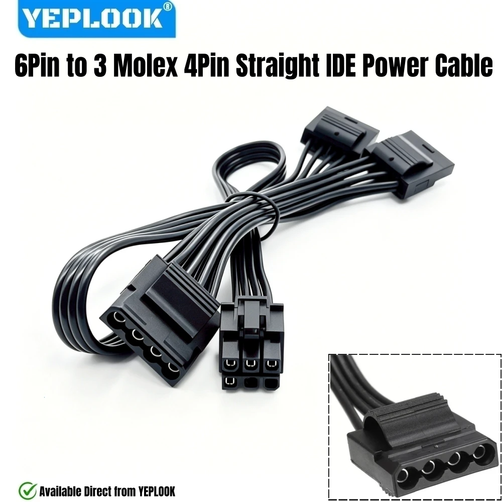 

For Corsair HX Powers, 3 Molex IDE 4Pin, PATA PERIPHERAL Power Cable for Corsair HX650, HX750, HX850, HX1000, HX1050, HX1200 PSU