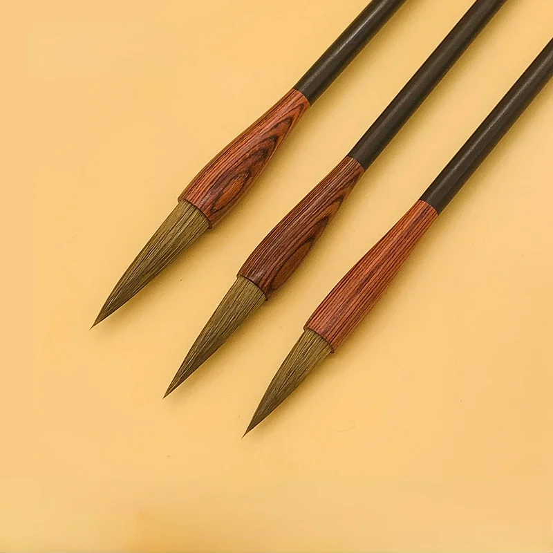 1 Pc Wooden Wolf Hair Writing Brushes Traditional Chinese Calligraphy Painting Practice Festival Couplets Regular Script Supply