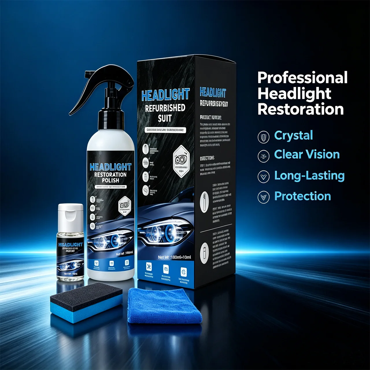 Car Headlight Repair Fluid Headlamp Restoration Kit Yellowing Oxidation Remove Scratches Restores Safe Driving Car Detailing