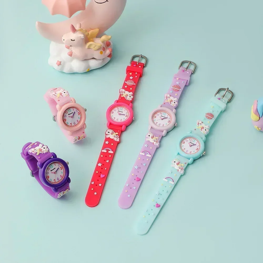 2024 New Cartoon Children's Unicorn Watch Cute Girl Electronic Watches Student Quartz Watch Prize Gift Children's Watches 시계