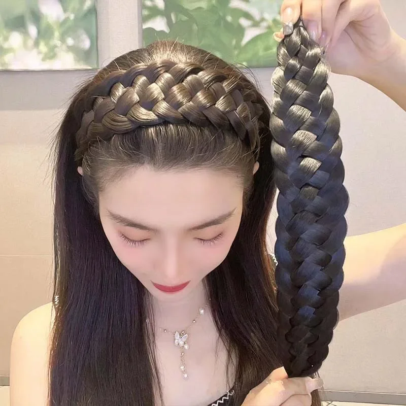 Fashionable Lovely Wig Twist Headbands Wide Fishbone Braids Hairbands Head Hoop Hair Styling Women Hair Accessories Daily Wear