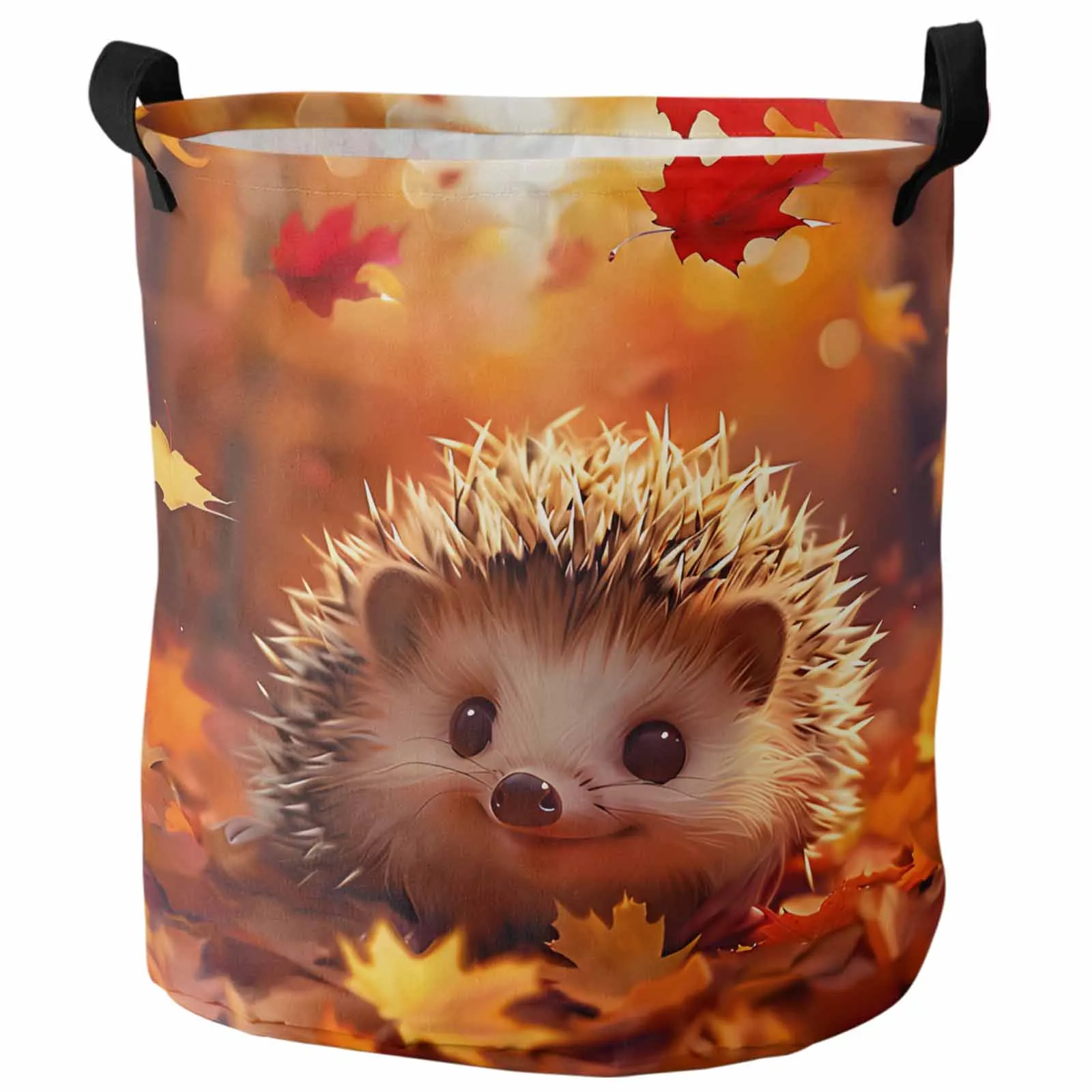 

Autumn Maple Leaf Forest Hedgehog Dirty Laundry Basket Foldable Waterproof Home Organizer Clothing Children Toy Storage Basket