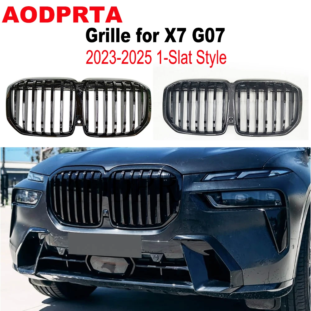 

Real Carbon Fiber Front Kidney Grille Mesh Hood for BMW X7 G07 LCI 2023 2024 2025 M Perforamance 1-Slat Style Black