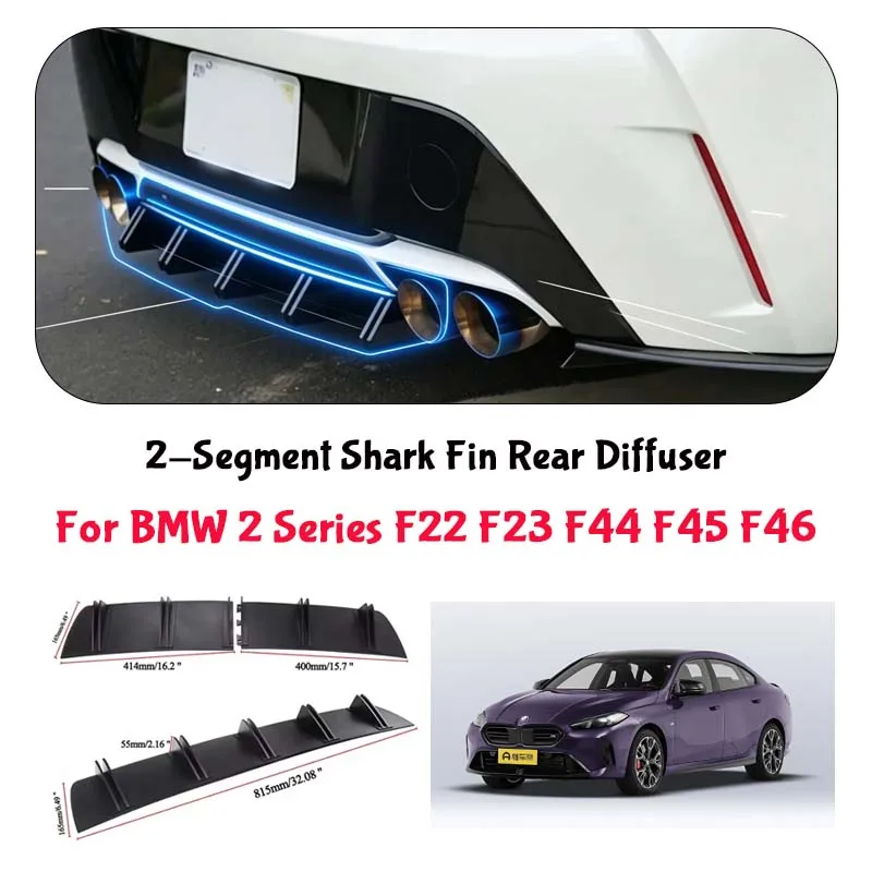 For BMW 2 Series F22 F23 F44 F45 F Shark Fin Rear Diffuser Split Chassis Spoiler Auto Aerodynamic Parts Aerodynamic Modification