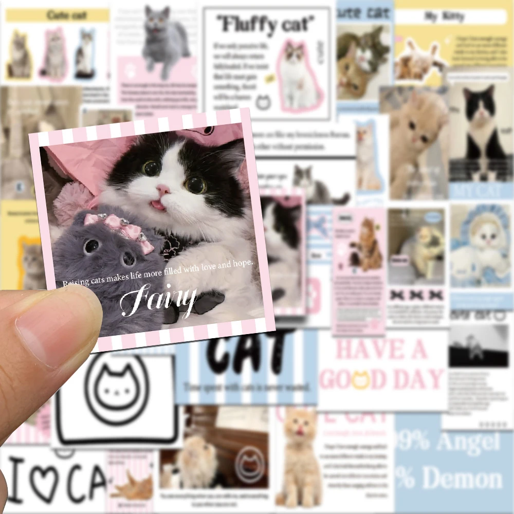 

10/30pcs INS Style Cartoon Cat Stickers Cute Aesthetic Decals for Kids DIY Skateboard Luggage Laptop Graffiti Sticker Toy Gifts