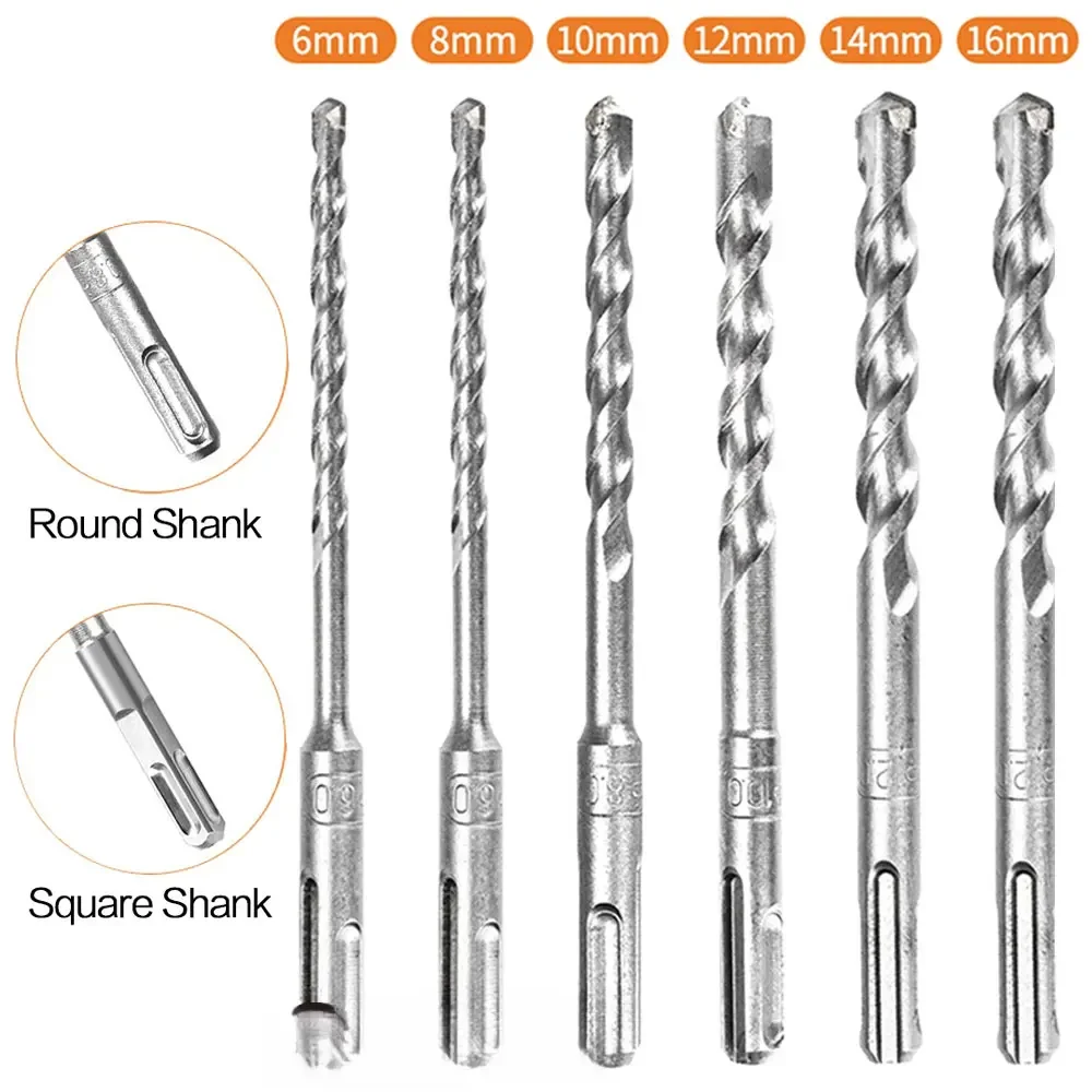 STONEGO Carbide Brick Drill Bit Rotary Hammer Impact Drill Bit for Concrete Tile Drilling, Round/square Shank