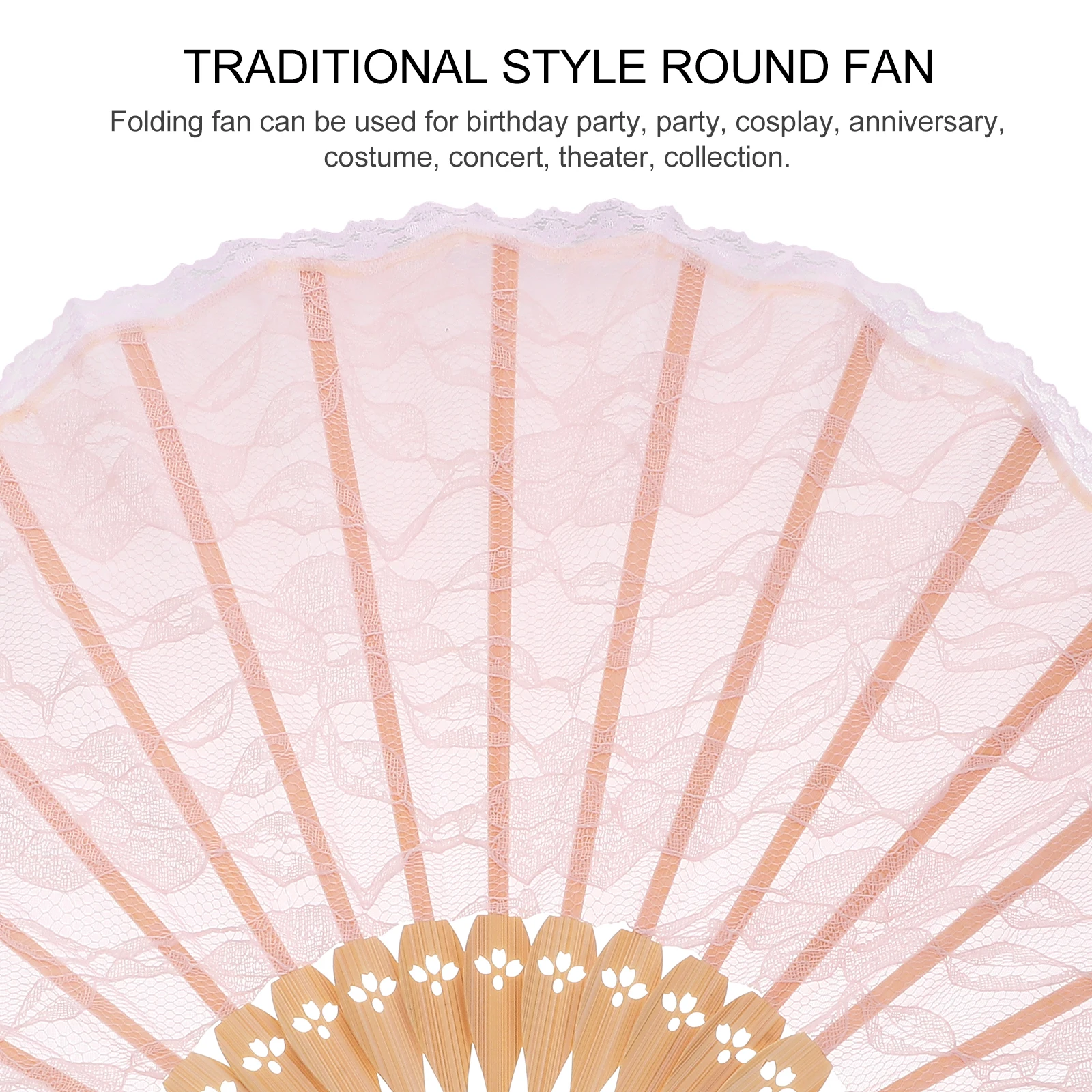 

Vintage Lace Folding Fan White Bone Bamboo Material Decorative Fans for Party Wedding Dance Stage Prop Retro to Carry