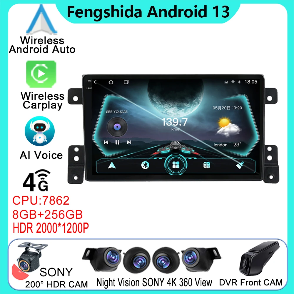 

Carplay Android Auto For Suzuki Grand Vitara 3 2005 - 2015 Car Radio Multimedia Player GPS Navigation QLED WIFI DSP NO 2 DIN DVD