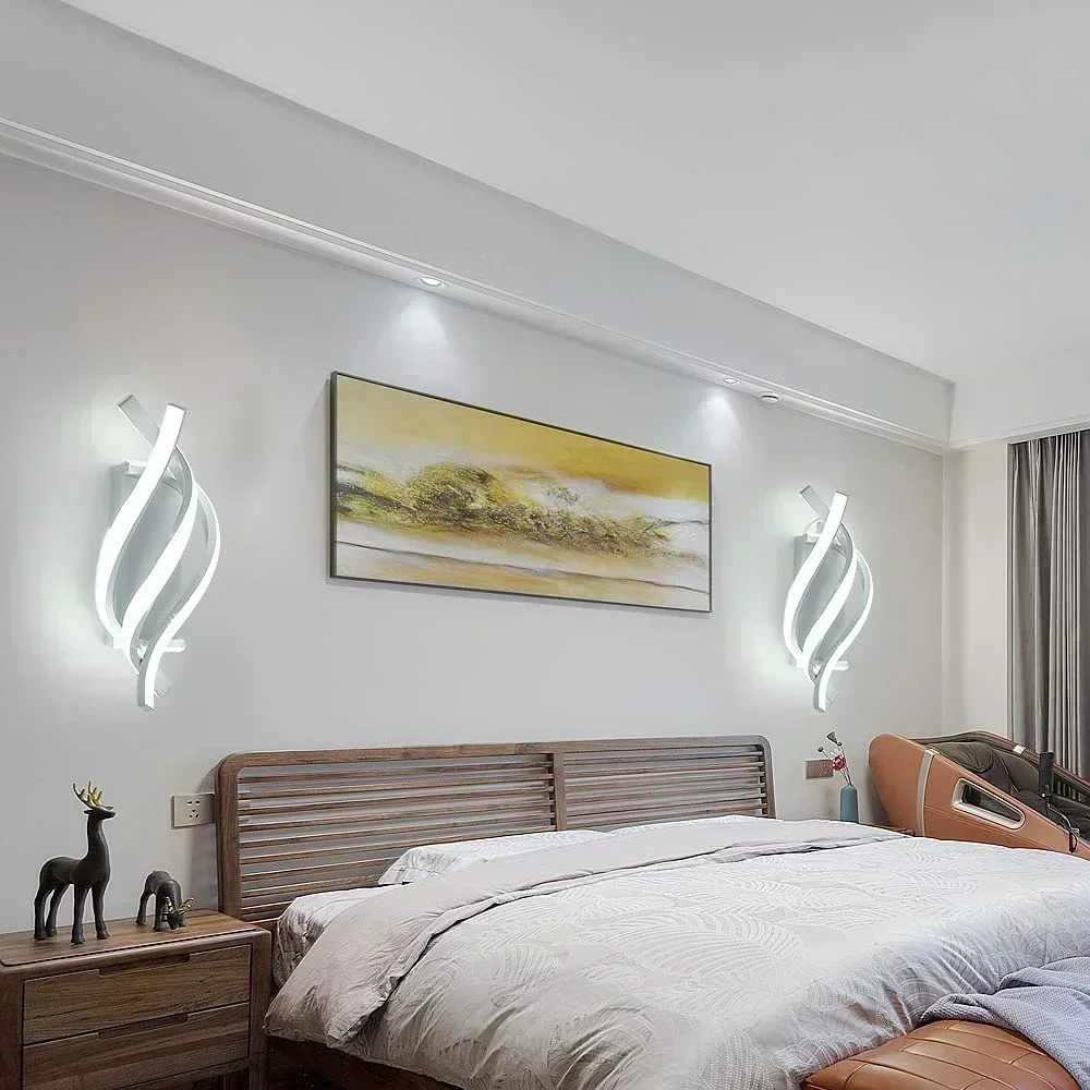 Moderna luz de parede led design curvo espiral lâmpada parede para sala estar quarto cabeceira corredor decoração casa iluminação arandela interior