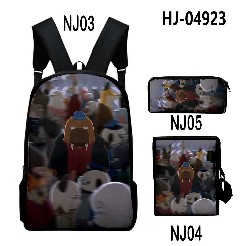 Harajuku Youthful Peculiar ODDTaxi 3D Print 3pcs/Set Student Travel bags Laptop Daypack Backpack Shoulder Bag Pencil Case