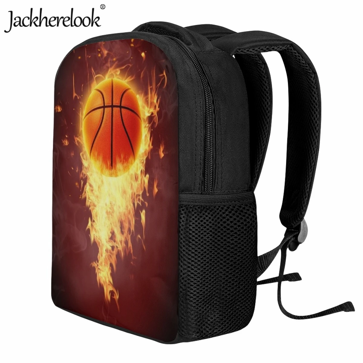 Jackherelook crianças nova escola saco de moda dos desenhos animados basquete chama 3d impressão sacos de livro para o jardim de infância mochilas viagem