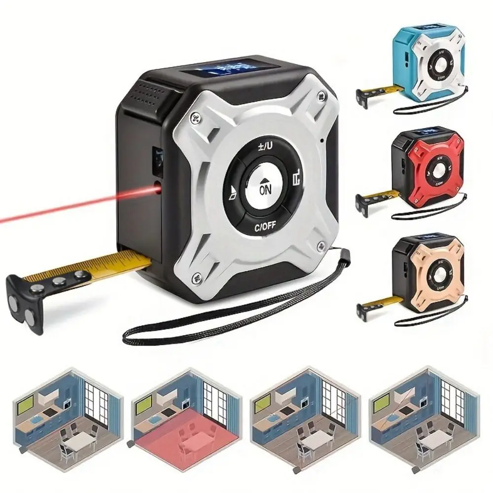 LCD Screen Digital Laser Tape Measure Stainless Steel Retractable Roll Laser Distance Meter Digital Electronic