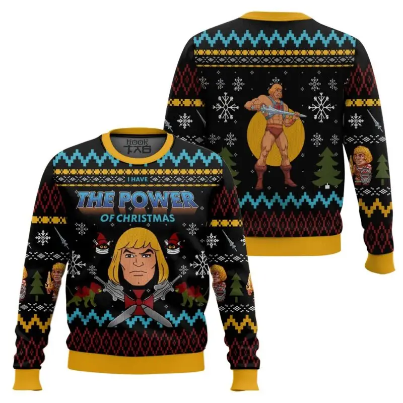 Man and Skeletor Ugly Sweater 2025 New Funny Xmas Party Wear Winter Warm Cozy Holiday Pullover Plus Size Christmas Sweater Gifts