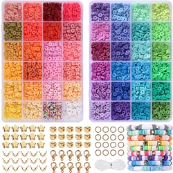 5000pcs Clay Beads Bracelet Making Kit, 48 Colors Flat Round Clay Heishi Beads Set for Jewelry Bracelet Necklace Earring Making