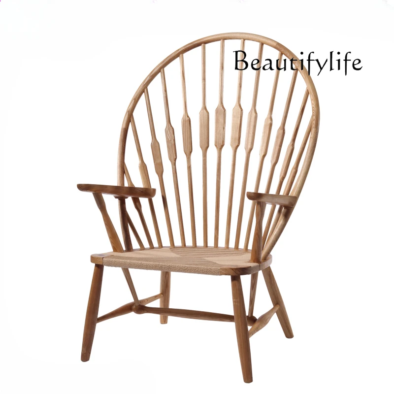

Nordic Creative All Solid Wood Casual Log Color Walnut Color Chair
