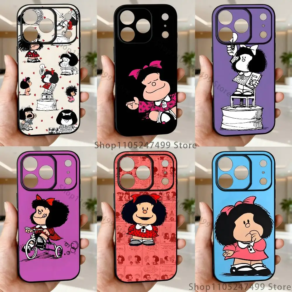 

Cartoon M-Mafalda Cute Phone Case For iPhone 17,16,15,14,13,12,11,Pro Max,XSX,,XR,SE,Mini,8,7,Soft Silicone Black Cover