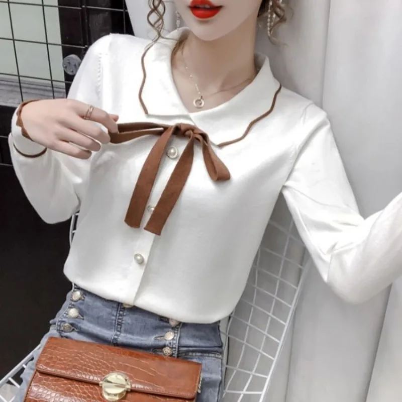 2024 Spring and Autumn New Elegant Women\'s Chiffon Shirt Fashion Long Sleeve Shirt Women\'s Inner Base Shirt Loose Blouse