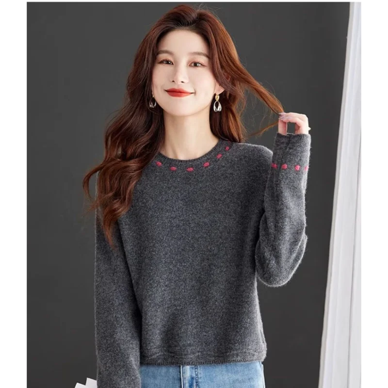 

Autumn/Winter New All Match Fashion Color Contrasting Sweater Women's Autumn/Winter Versatile Top Knitted Base Sweater