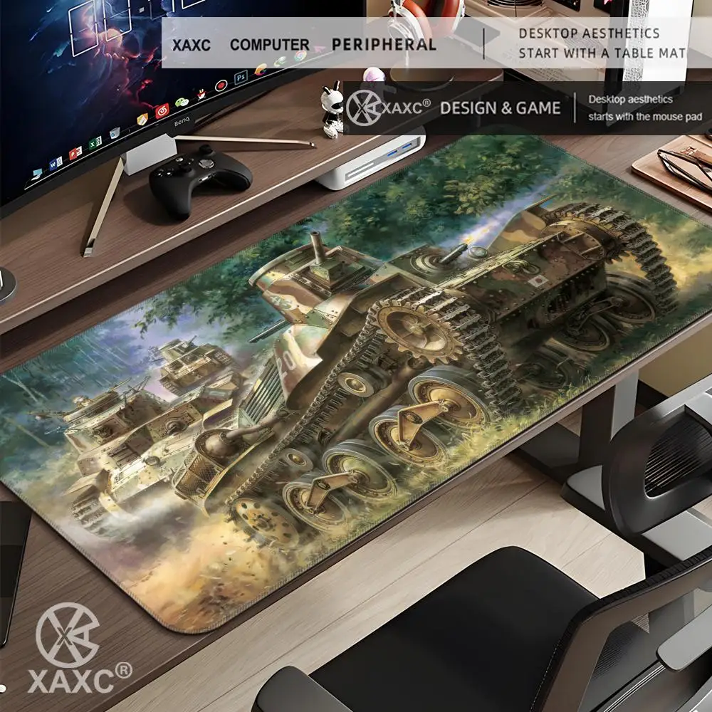 Cool Tank Mouse Pad Large Keyboard Mouse Desk Pad Non-slip Rubber Gaming Mouse Pad Laptop Mouse Carpet HYBXXC