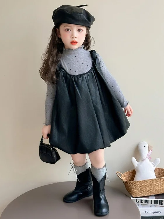 

Sweet Sle Girls' Outfit Spring Faion Cheered Base irt Princ Skirt Set Long Sve High Collar Elastic Waist Design