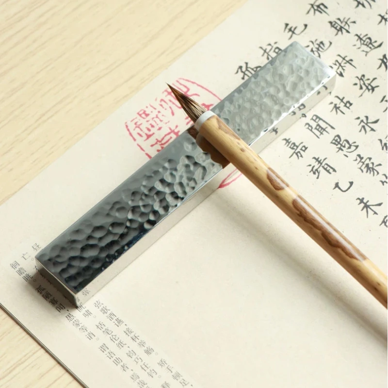 Chinese Calligraphy Paperweight Stainless Steel Multifunction Hammered Paper Press Traditional Study Art Writing Stationery Tool