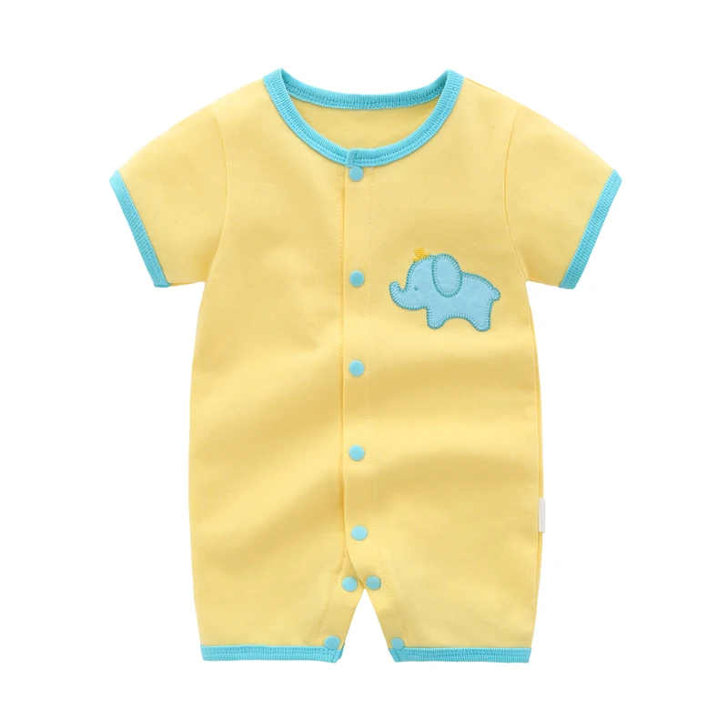 

Baby baseball uniform pure cotton summer 0-1 year old baby boy short-sleeved harem newborn jumpsuit full moon crawling suit