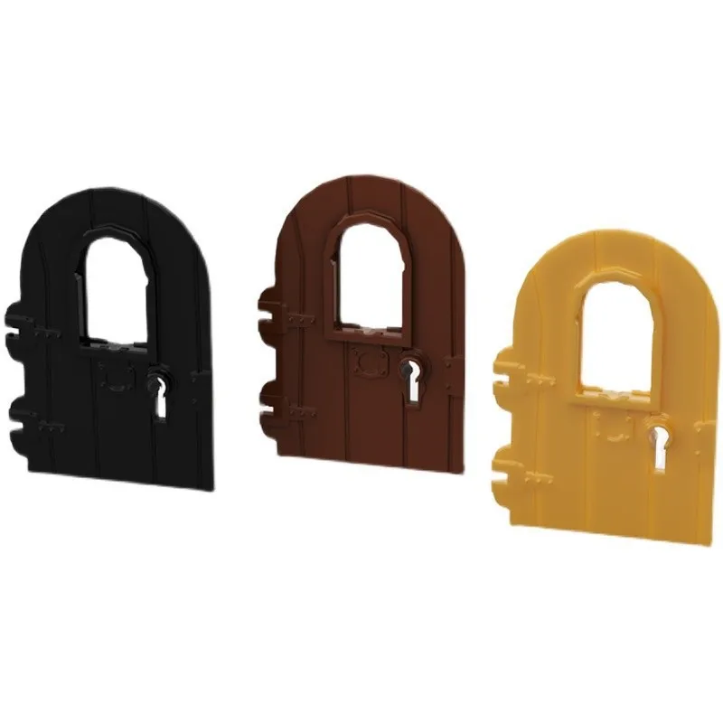 Dome Wooden Door with Window Keyhole 1x4x6 Building Block Moc Spare Parts Cross-border M193 Compatible Lego 40241 64390