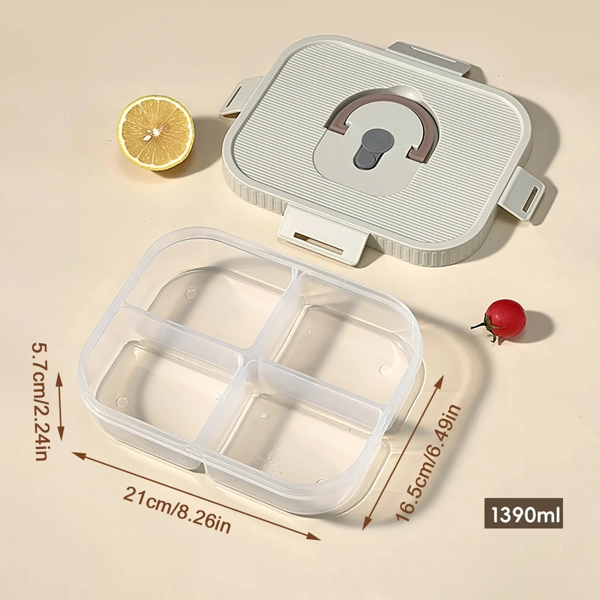 Magnetron Plastic Verdeelde Lunchbox Met Handvat Camping Picknick Draagbare Lekvrije Fruitsalade Voedselcontainer Voor Kinderen Studenten