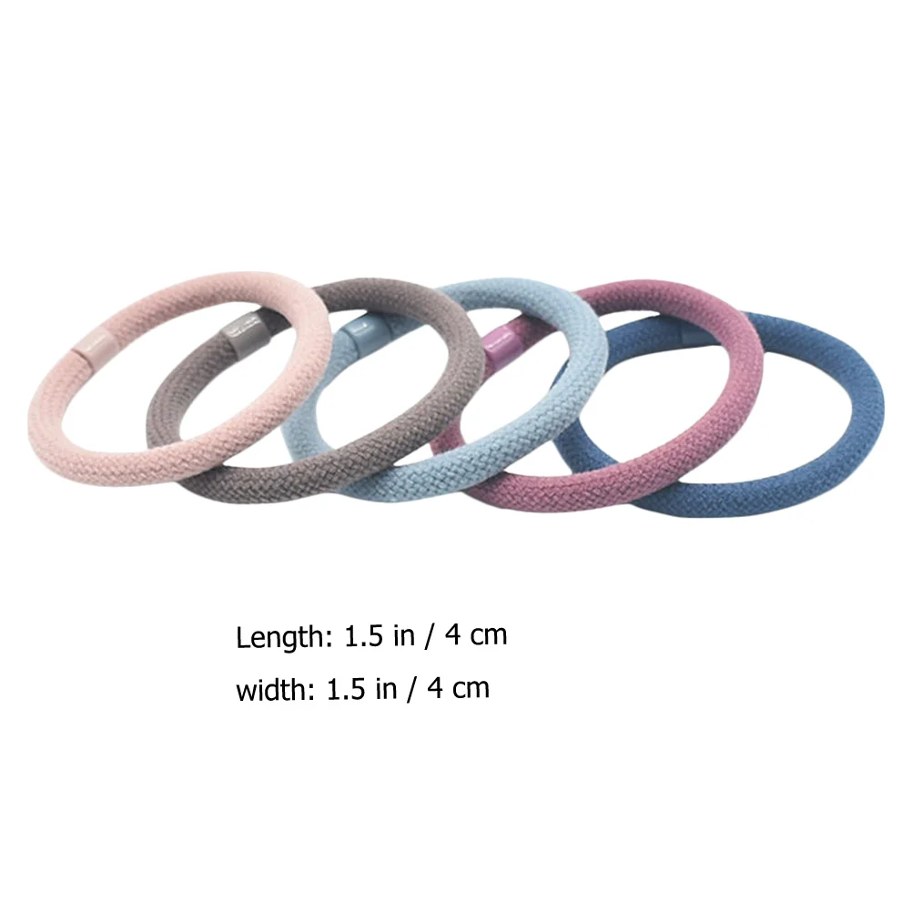 

5 Pcs Extra Thick Bands Women Girls Ponytail Holders Strong Elastic Fabric Rope Adjustable Ties for Curly Straight for Women