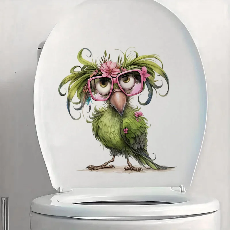 C1291# Funny Bird Toilet Sticker, Durable Material, Perfect for Home Wall Decor, Aesthetic Room Decoration