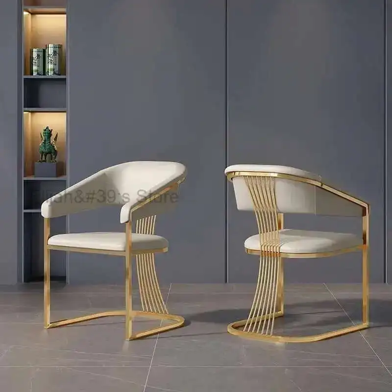 

Luxury Design Soft Loft Living Room Chairs Backrest Dining Room Gold Nordic Chair Modern Bar Leisure Sedie Home Furniture