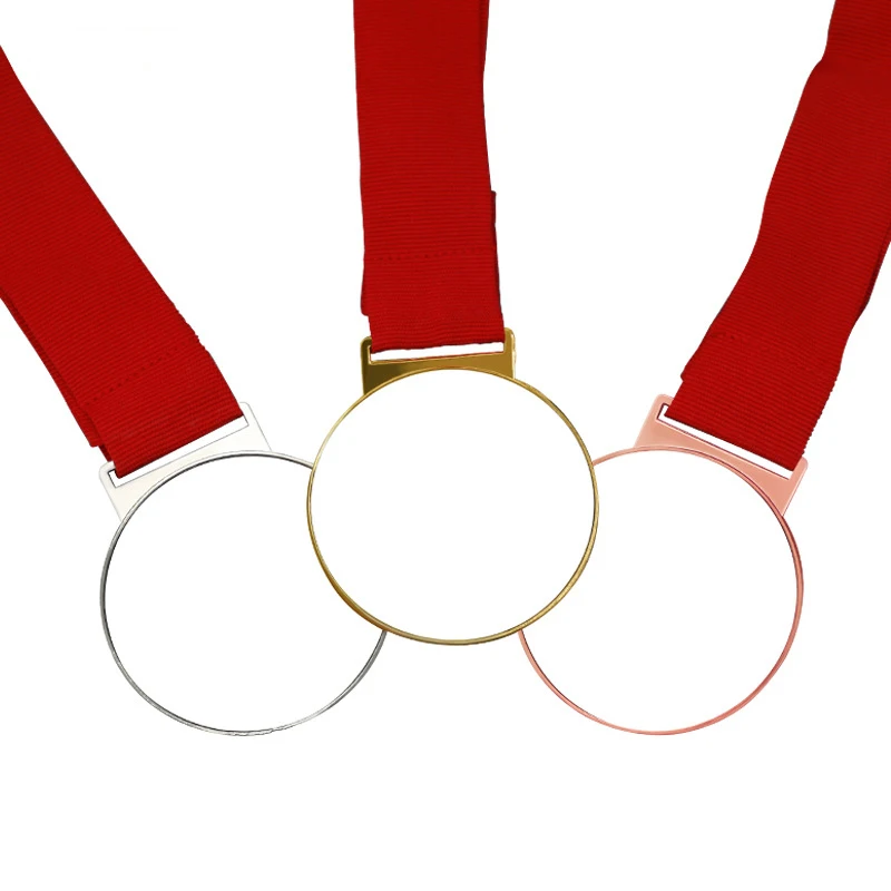 

10 шт./лот, пустые сублимационные золотые/серебряные/бронзовые медали с лентой для спорта/школы/бизнеса/комнаты