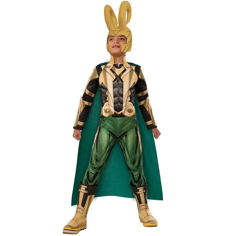 Kids Boys Loki Cosplay Costume Halloween Superhero Cosplay Jumpsuit Children's Birthday Party Clothes Stage Costumes