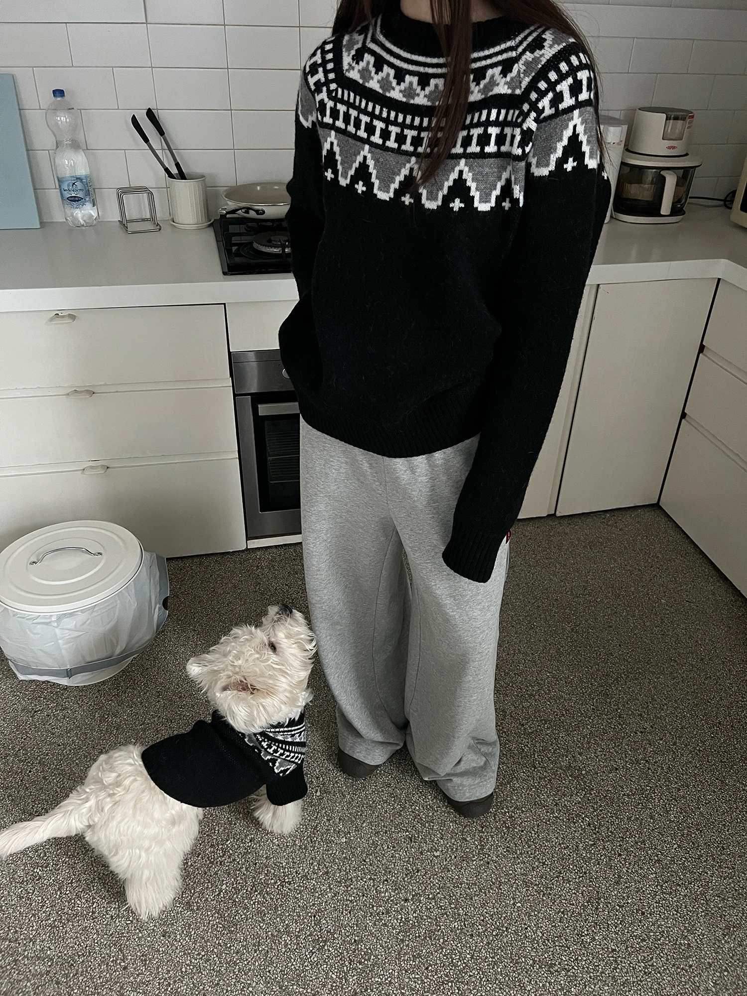 

Женский свободный вязаный свитер POXFFEE с узором «Остров», длинный рукав, круглый вырез, теплый, термо, из смесовой ткани (полиэстер, шерсть), осень-зима