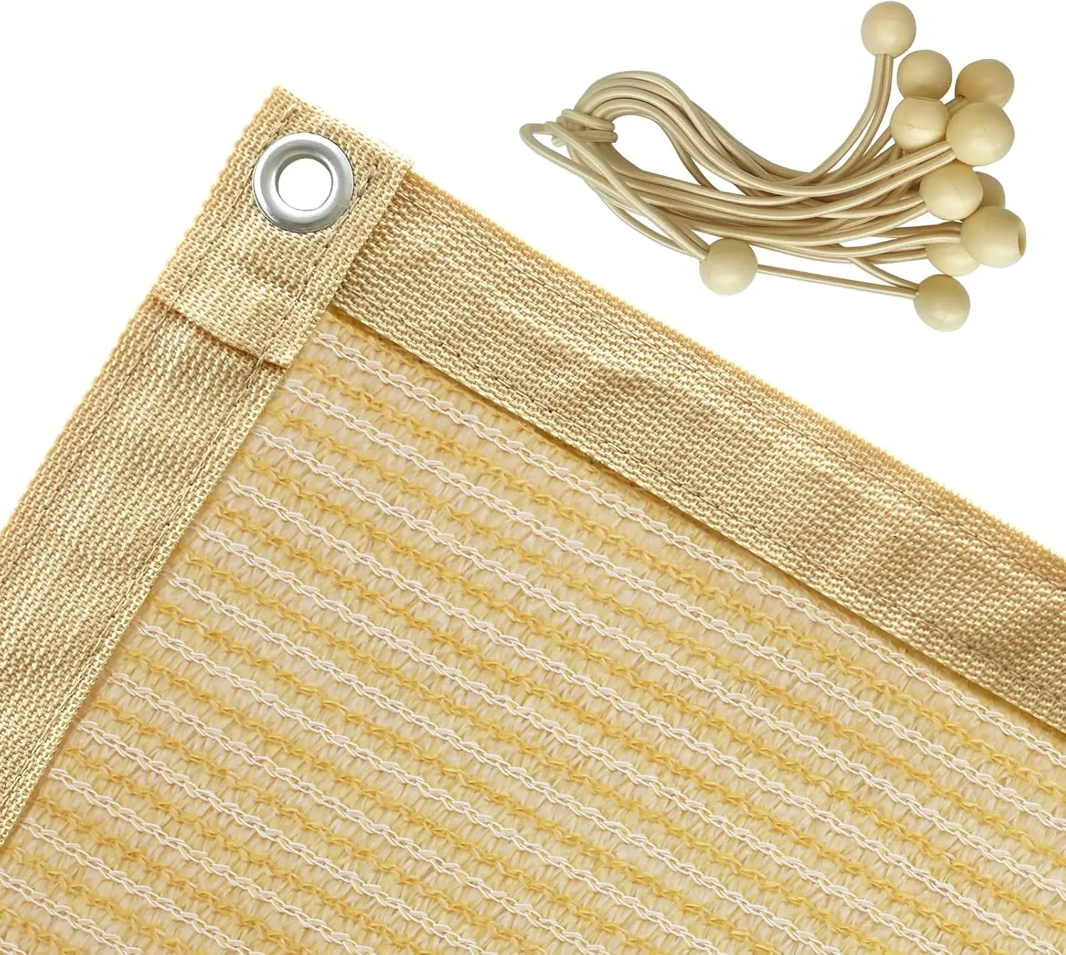 90% Sun Shade Cloth 10x20ft, Taped Edge with Grommets, Mesh for Patio Pergola, Includes 12 Bungee Balls