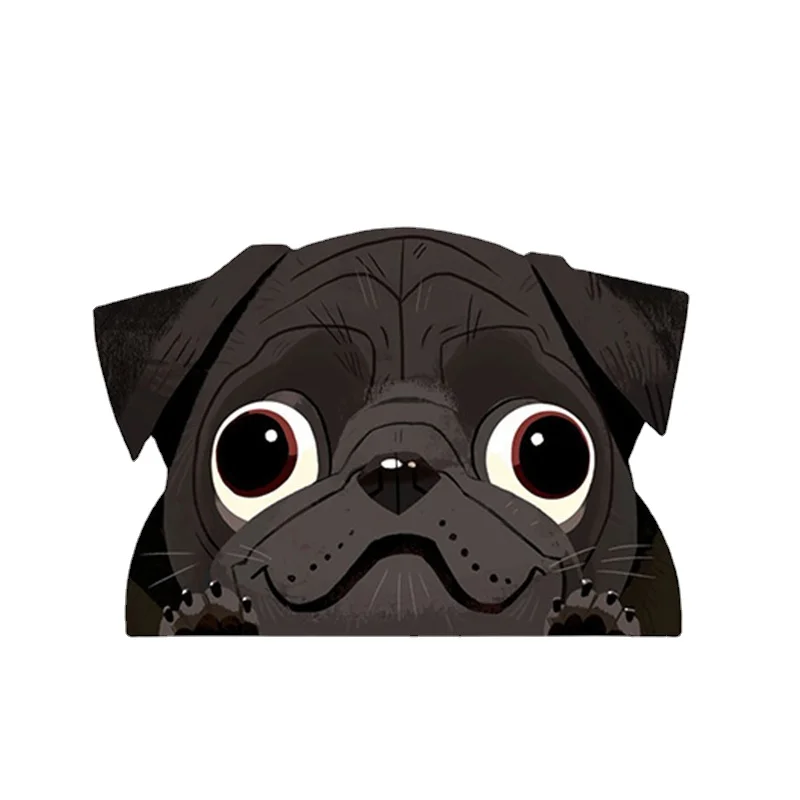 JP interesting Car Decal for black Pug cartoon animal Window Bumper decoration waterproof car shape sticker 13cm * 8.9cm