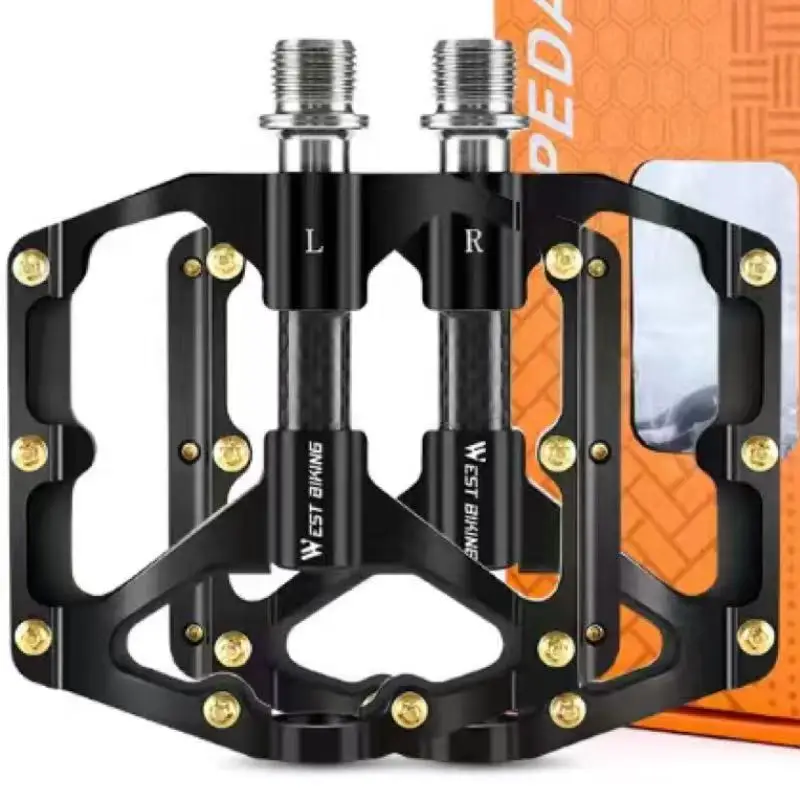 

WEST BIKING Carbon Fiber Tube Bicycle Pedals MTB BMX Road Bike Cycling Footrest Lightweight CNC Aluminum Alloy 3 Bearings Pedal