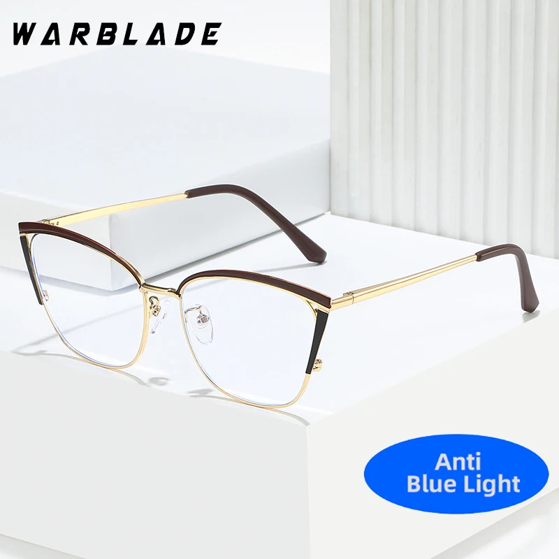 2024 Vintage Cat Eye Anti-blue Ophthalmic Glasses For Women's Glasses Frame Metal Computer Eyeglasses Female Perspective Glasses