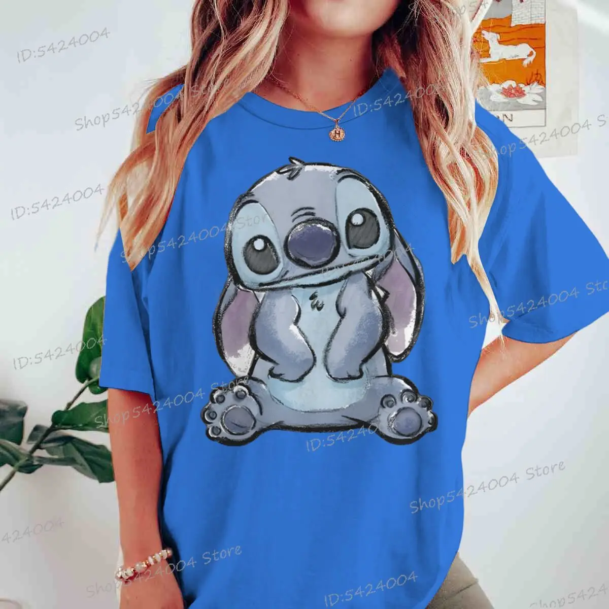 Y2K أنيمي غرزة بلايز المرأة القطن قصير الأكمام تيز متعة شخصية غرزة الشارع الشهير موضة Crewneck غرزة الملابس الجمالية