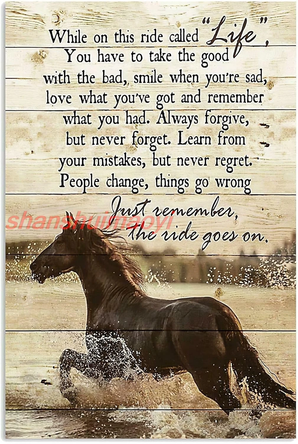 Metal Tin Sign Vintage Horse The Ride Goes On Cowgirl Home Aluminum Sign Wall Decor Shed Garage Man Cave Kitchen 12 X 8 Inc sign