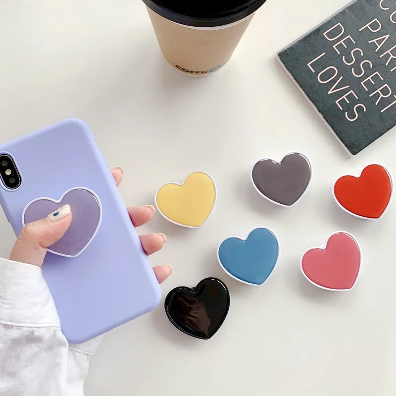 Jelly Heart Mobile Phone Holder Cute Lovely Air Cushion Bracket Back Sticker Telescopic Bracket Desktop Ornaments Gifts