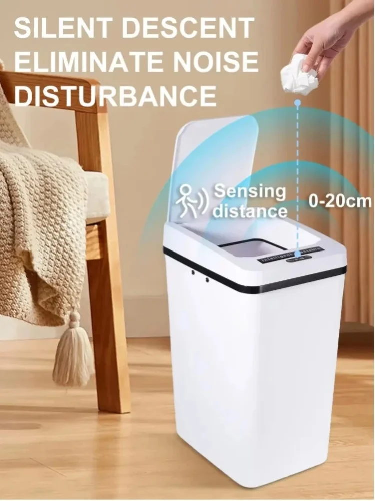 35L Intelligenter Sensor-Mülleimer, Automatischer Berührungsloser Abfalleimer mit Bewegungssensor-Deckel, Wiederaufladbarer Wasserdichter Elektrischer Abfalleimer für Küche, Bad, Schlafzimmer, Büro,