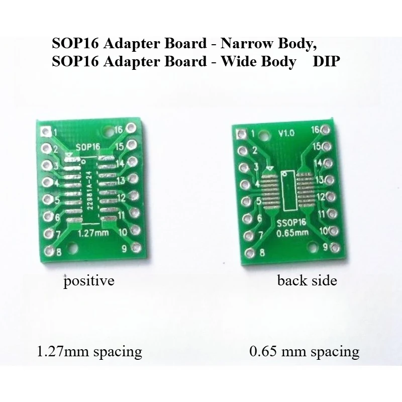 10pcs,PCB kit SOP16  to DIP/SMD to DIP IC adapter socket SOIC TSSOP board adapter board 0.65mm 1.27mm