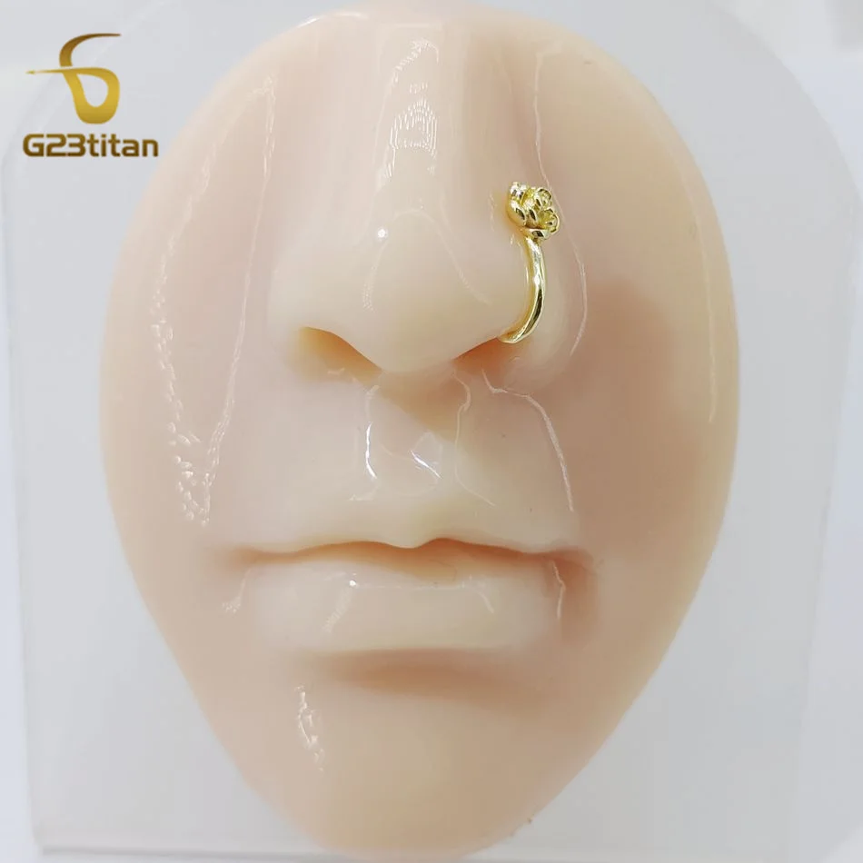 1pc Crystal Copper Rose Nose Clip U-shaped Fake Piercing Gold Color CZ Zircon Nose Ring Ear Clip Cuff  Jewelry Ornaments - view 3