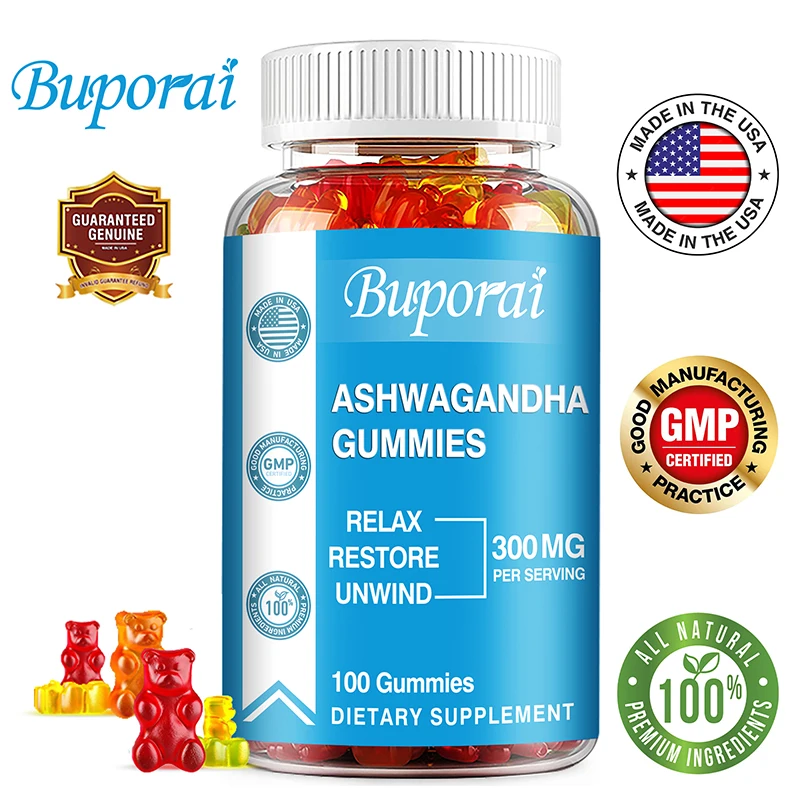 Ashwagandha Gummies - Relieve Stress, Enhance Memory, Focus, Promote Immune and Nervous System Health and Metabolism