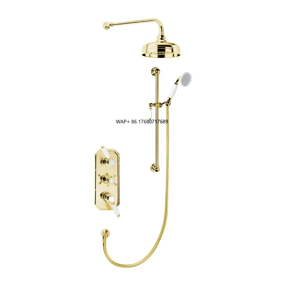 

High-End Classical Thermostatic Shower Mixer All Brass Rain Soft Apartment Hotel Use 5 Years Factory Warranty TMV2 Approval